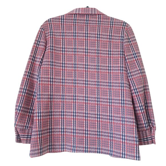 Vintage 70s Red White Blue Plaid Button Up Shirt Shacket  Size 13/14 Mod Punk - Picture 2 of 8